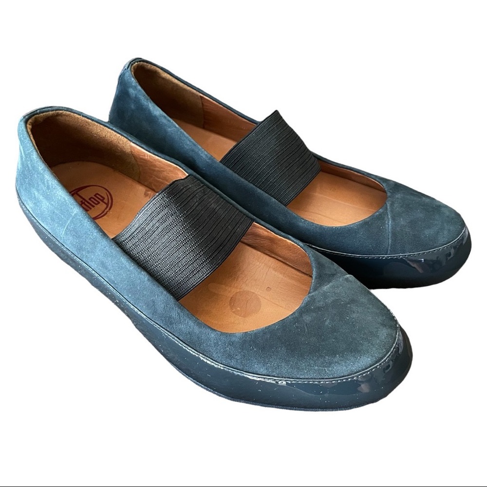 Fitflop Teal Suede Flats with Black Strap
